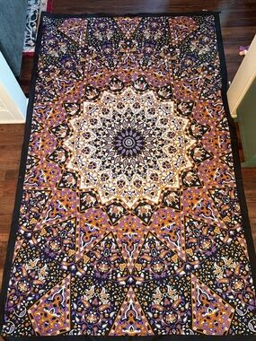 Bohemian Mandala Tapestry Wall Hanging - Purple, Orange, Black